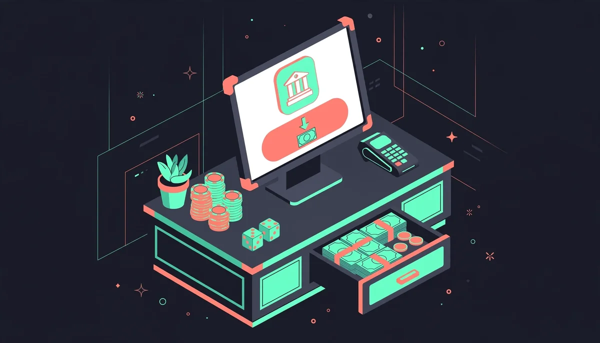 Isometric scene of a casino cashier and bank app